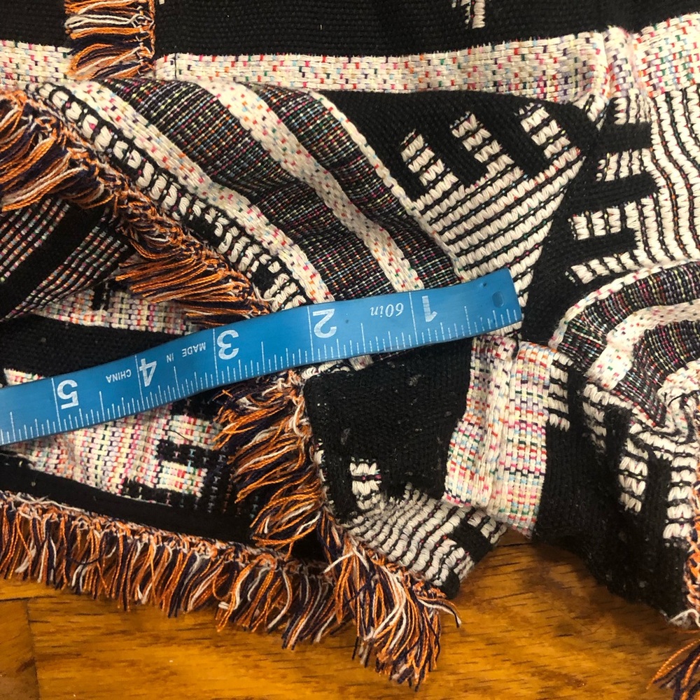MUST GO 7/26! Molly Bracken Aztec Black and White Shorts with Multi Color Fringe - Picture 8 of 8
